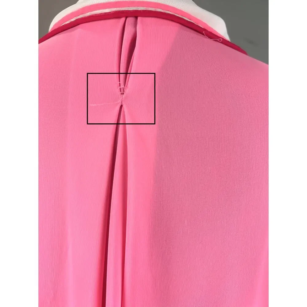 Volup Vintage 70s Lorraine Barbie Pink Peter Pan Collar Red Piped Robe Size M/L